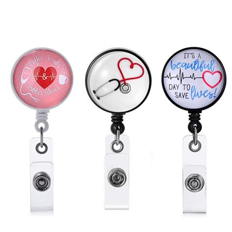 nurse id clip|retractable id badge holder nursing.